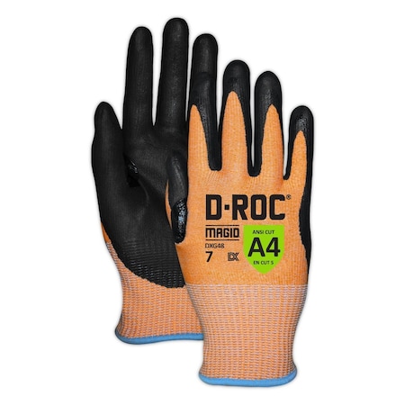 Magid Coated Gloves, TriTek, 5 Abrasion Level, Orange, 1 PR DXG48-7